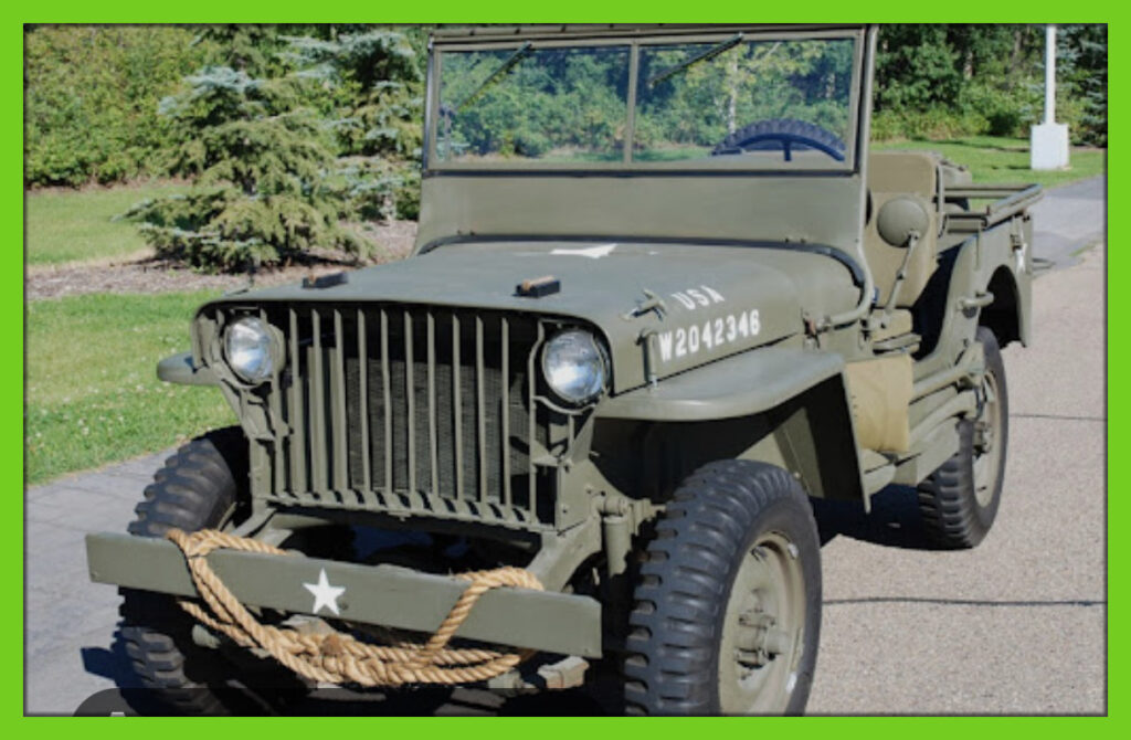 Military Jeep with slatted grille. 